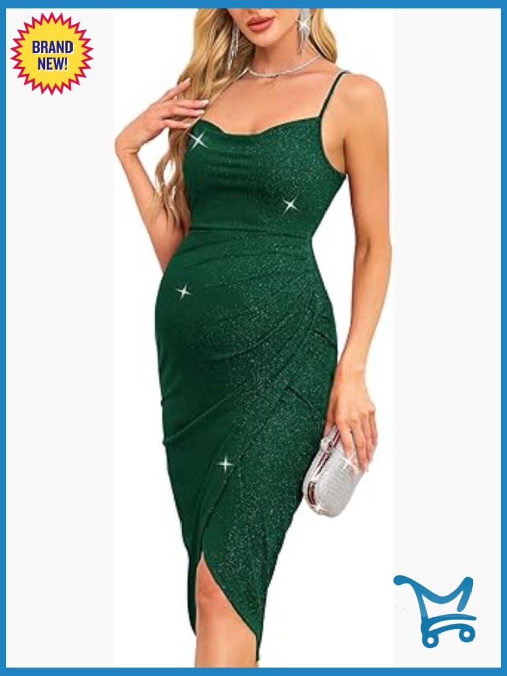 Sexy Glitter Maternity Bodycon Dress with Ruched Side